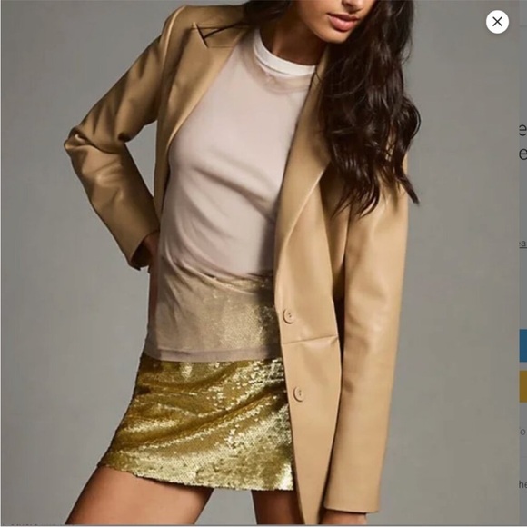 🆕NWT Anthropologie Dolan Left Coast Faux Leather Boyfriend Blazer - Picture 2 of 5